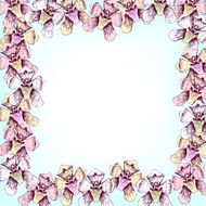 floral frame with line drawing orchids N2