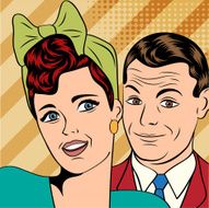 Man and woman love couple in pop art comic style N15