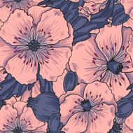 Pink poppy flowers - seamless pattern