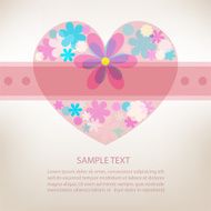 Romantic pink greeting card vector
