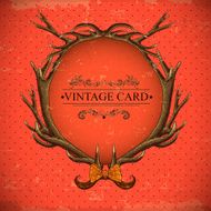Vintage roses vector card with deer antlers N3