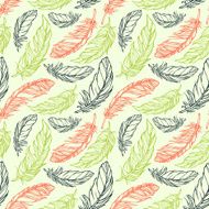 Seamless pattern with hand drawn decorative feathers N5