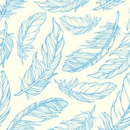 Seamless pattern with hand drawn decorative feathers N6