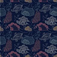 Birds and clouds seamless pattern N2