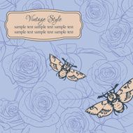 vintage card with roses and butterflies N2