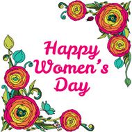 Womans day vector greeting card with roses flowers