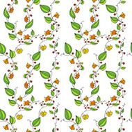 seamless vector pattern with line drawing flowers N3