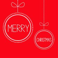 Two hanging red Christmas balls with bow Card