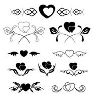 set of vector elements - heart and flora