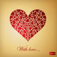 Red gradient heart at golden background