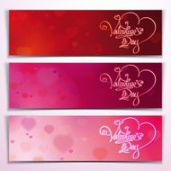 Three Valentine Banners - Red Pink