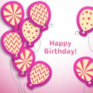 Happy birthday retro postcard with pattern balloons