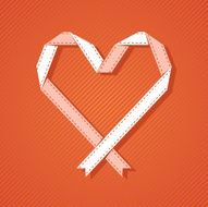Romantic origami heart of ribbon