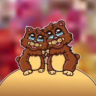 happy family of brown bears N2
