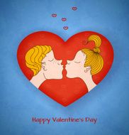 Boy and girl kiss Valentines day N2