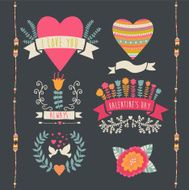 Valentine label set Valentine`s Day emblems Vector illustratio N2
