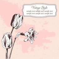 Vintage floral card with tulips and narcissus N2