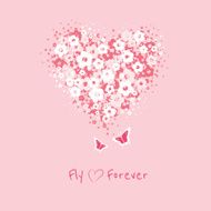 Flower heart with butterflies card
