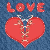 Love and heart with jeans background
