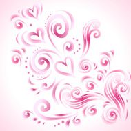 Abstract floral background with hearts in pink N4