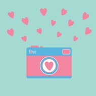 Photo camera with hearts Love card