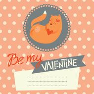 Valentine's day card design with cute fox