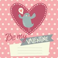 Valentine's day card design with cute bird