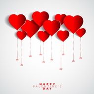 Happy Valentines Day Heart Balloons on white Background