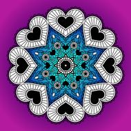 Greeting card with round ornament from hearts N2