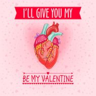 happy valentine&#039;s day card with real heart