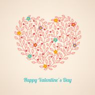 Valentine greeting card with floral heart N3