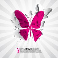 Greeting card with paper butterfly - design vector eps10