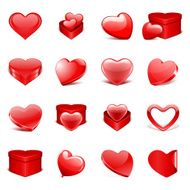 Red hearts and gifts set Valentine&#039;s day