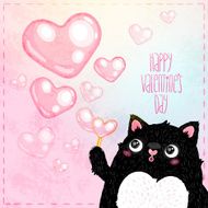 Happy Valentines Day card with cat N7