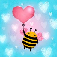 Happy Valentines Day card with bee