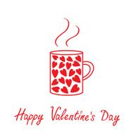 Mug with hearts and steam Happy Valentines day card N2
