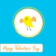 Congratulations card with cute yellow bird Happy Valentines Day