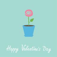 Rose in pot Happy Valentines Day card N2