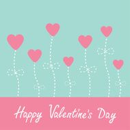 Vector love card Heart flowers Blue and pink Happy Valentines