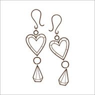 Hearts earrings isolated on white N2