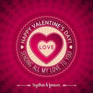red valentines day greeting card with hearts vector