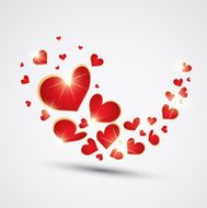 Wave made with red hearts Vector