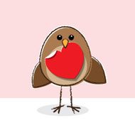 Robin with Red Paper Heart N2