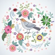 beautiful bird in flowers