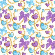 Shiny ruby heart pendants seamless pattern N2
