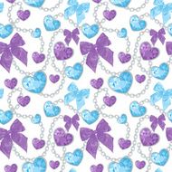 Shiny ruby heart pendants seamless pattern N3