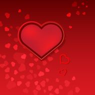 Red hearts Valentines day card on pink background