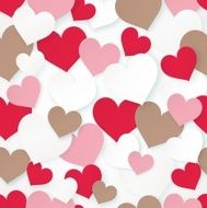 Seamless pattern with paper hearts Vector illustration