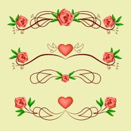 Calligraphic romantic dividers with roses