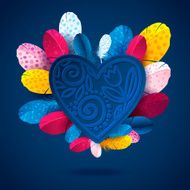 Feathers and heart Vector vintage illustration card N2